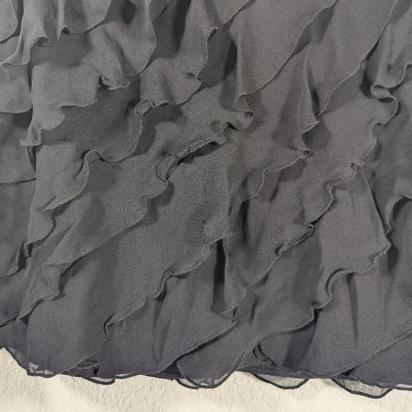 Talbots Chic Black 100% Silk Tiered Ruffle Knee Length Elegant Skirt Size 6P - Picture 5 of 7